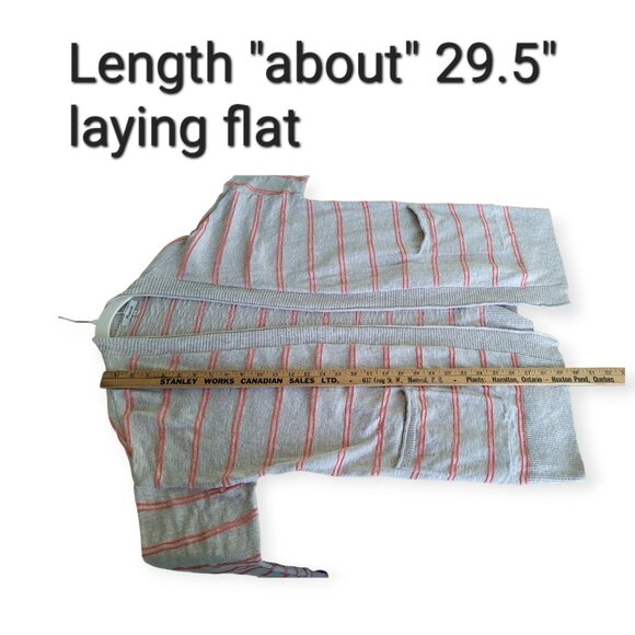 Madewell Bradley Beige Coral Striped Pocket Cardigan Sweater Size Large - Picture 9 of 13